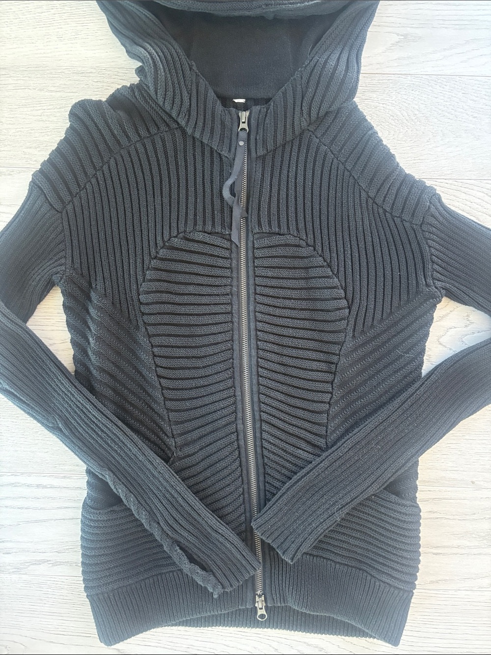 Lululemon Embrace Black Knit Scuba Hoodie Size 8